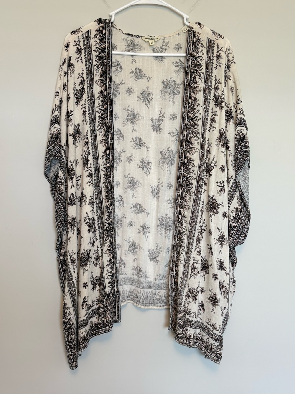 Geometric Print Long Duster Cardigan Open Front Lightweight Max Studio Kimono